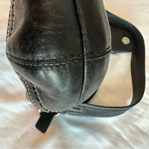 COACH Chic Black and Gray Shoulder Bag with silver buckle style - Picture 6 of 10